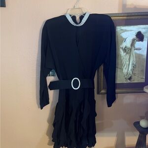 Betsy & Adam Black Long Sleeve Sheath Dress